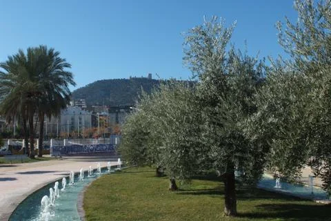 Panoramic view of the first phase of the urban park of the boulevard Stock Photos