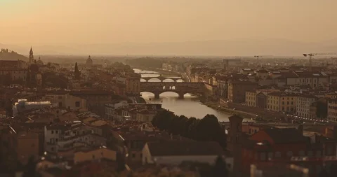 Panoramic view of Florence city at sunset with mountains in background. Travel Stock Footage 122955193