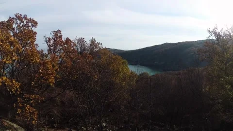 Panoramic view of a forest and a lagoon Stock Footage 247999871