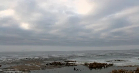 Panoramic view of the frozen Lake Nero in town of Rostov, Russia. Video stock 87722153