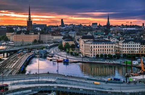 Panoramic view of Gamla Stan Stock Photos