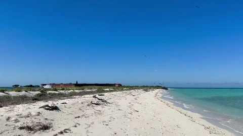 Panoramic view of Garden Key island and Fort Jefferson. Dry Tortugas NP, Florida Stock-Footage 339600385