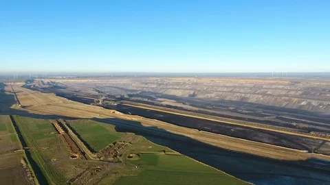 Panoramic view of Garzweiler surface mine - Braunkohletagebau Stock Footage 71392788