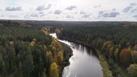 Panoramic view of Gauja river in Latvia. Stock Footage 288043874