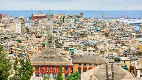 Panoramic view of Genoa Stock Photos