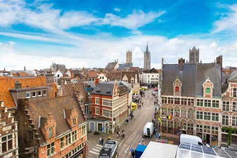 Panoramic view of Gent Stock Photos