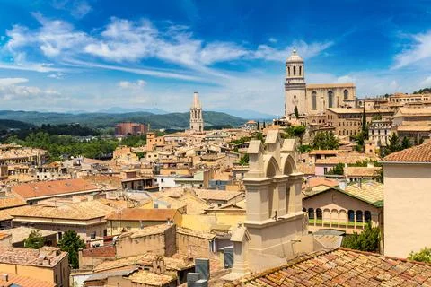 Panoramic view of Girona Foto stock