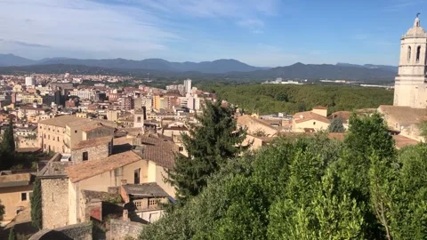 A panoramic view of Girona, Spain Stock Footage 230662166