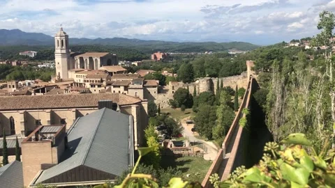 A panoramic view of Girona, Spain Stock Footage 230662186