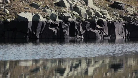Panoramic view of glacial lake. Spring highland scenery Stock-Footage 87477850