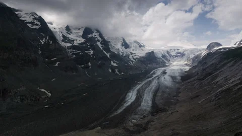 Panoramic View of Glacier and Snow-Capped Mountains Stock Footage 303244500