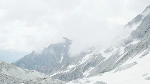 Panoramic view of a glacier mountain with clouds Stock Footage 194838212