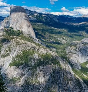 Panoramic View from Glacier Point Over Yosemite National Park, California Stock Photos