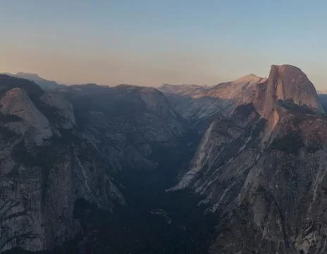 Panoramic View from Glacier Point Over Yosemite National Park, California Stock Photos