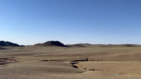Panoramic view of the Gobi Desert, Mongolia Stock Footage 248444491