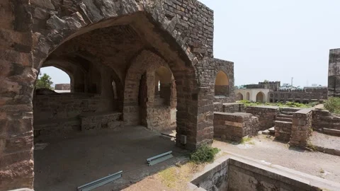 Panoramic view of Golconda fort architecture, located in Hyderabad, India. Stock Footage 283855264