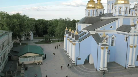 Panoramic view to Golden-Domed Monastery in Kiev Stock Footage 63807858