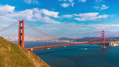 Panoramic view of Golden Gate Bridge in San Francisco, California, USA Stock Footage 168587871