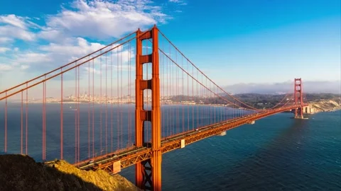 Panoramic view of Golden Gate Bridge in San Francisco, California, USA Stock Footage 168587930