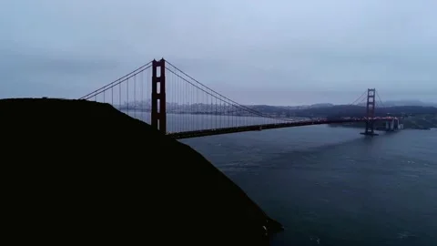 Panoramic View of the Golden Gate Bridge on an Overcast Day Stock Footage 311728681