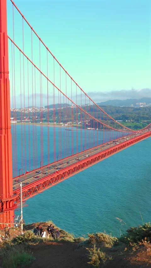 Panoramic view of Golden Gate Bridge and San Francisco Bay from Marin Headlands Stock-Footage 334970504