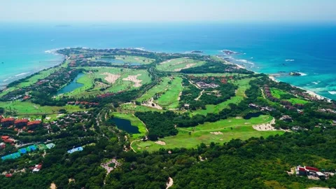 Panoramic View of Golf Course by the Sea. Punta Mita, Nayarit. Mexico Video stock 295799247