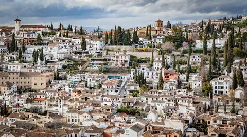 Panoramic view Granada in Spain Stock Photos