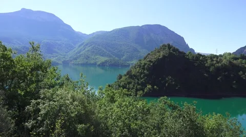 Panoramic view of a great lake Stock Footage 61004170