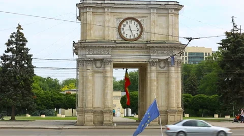 Panoramic view of Great National Assembly Square,Republic of Moldova. Video stock 64181200