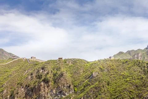 Panoramic view of the Great Wall of China 스톡 사진