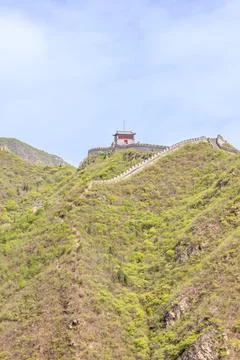 Panoramic view of the Great Wall of China in a sunny day 写真素材