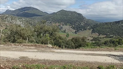 Panoramic View of Green Mediterranean Mountains Stock Footage 334345125