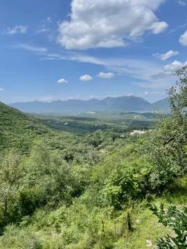 Panoramic view of the green mountain Stock Photos