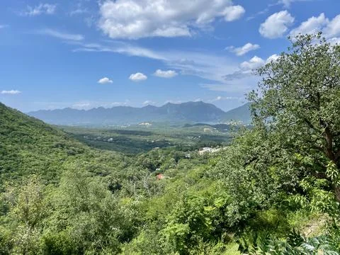 Panoramic view of the green mountain Foto stock