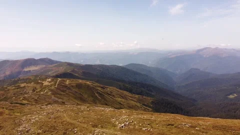 A panoramic view of the green mountains. Stock Footage 252855914