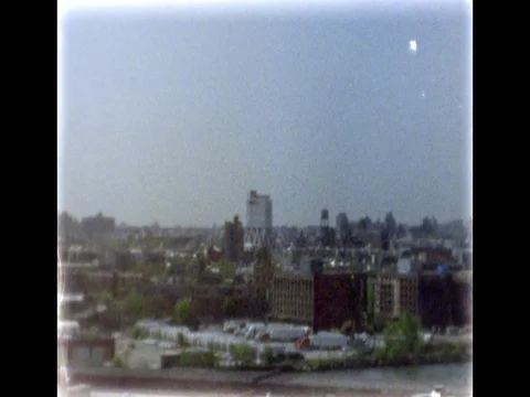 Panoramic view of Greenpoint, Brooklyn. New York City. 8mm film footage. Video stock 75240331