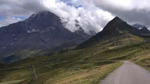 Panoramic view of the Grindelwald Valley Stock Footage 264971006
