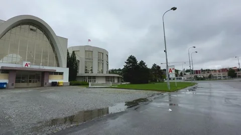 Panoramic View Of The Grounds Of The Brno Exhibition Center Stock Footage 264031155