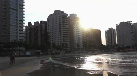 Panoramic view of Guaruja beach. Видео 28897494