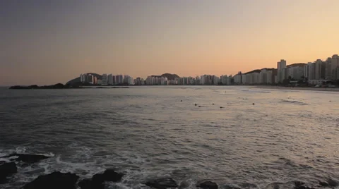 Panoramic view of Guaruja beach - Sao Paulo Vídeo Stock 28897771