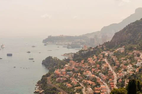 Panoramic view of the gulf of Cabbé Cap Martin and Montecarlo Monaco Stock Photos