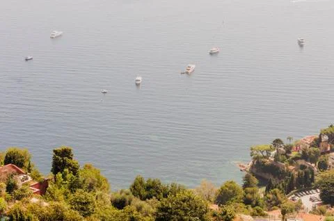 Panoramic view of the gulf of Cabbé Cap Martin and Montecarlo Monaco Stock Photos