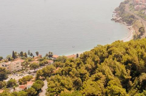 Panoramic view of the gulf of Cabbé Cap Martin and Montecarlo Monaco Stock Photos