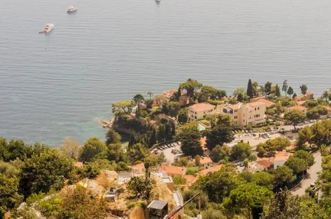 Panoramic view of the gulf of Cabbé Cap Martin and Montecarlo Monaco Stock Photos