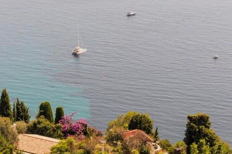 Panoramic view of the gulf of Cabbé Cap Martin and Montecarlo Monaco Stock Photos