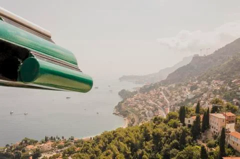 Panoramic view of the gulf of Cabbé Cap Martin and Montecarlo Monaco Stock Photos