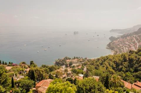 Panoramic view of the gulf of Cabbé Cap Martin and Montecarlo Monaco Stock Photos