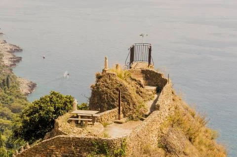 Panoramic view of the gulf of Cabbé Cap Martin and Montecarlo Monaco Stock Photos