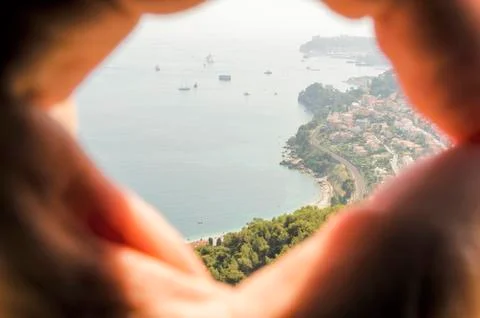 Panoramic view of the gulf of Cabbé Cap Martin and Montecarlo Monaco Stock Photos