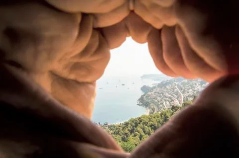 Panoramic view of the gulf of Cabbé Cap Martin and Montecarlo Monaco Stock Photos